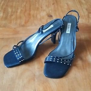 Alfani diamond studded and black satin heels